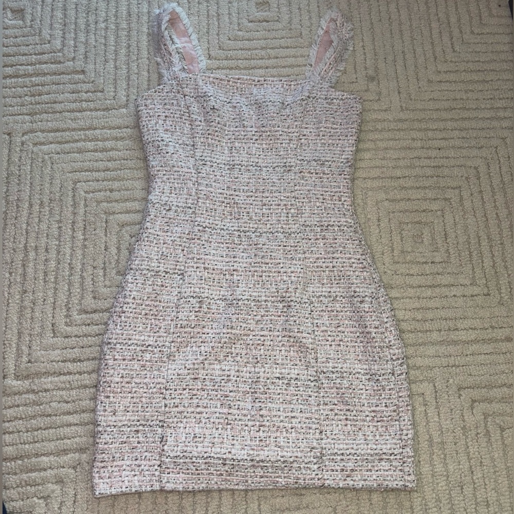 Meshki light pink tweed mini dress